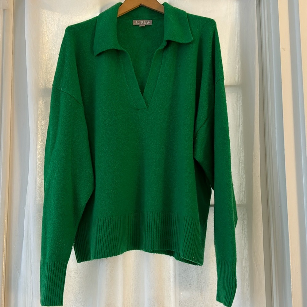 J.Crew Supersoft polo sweater in Kelly Green